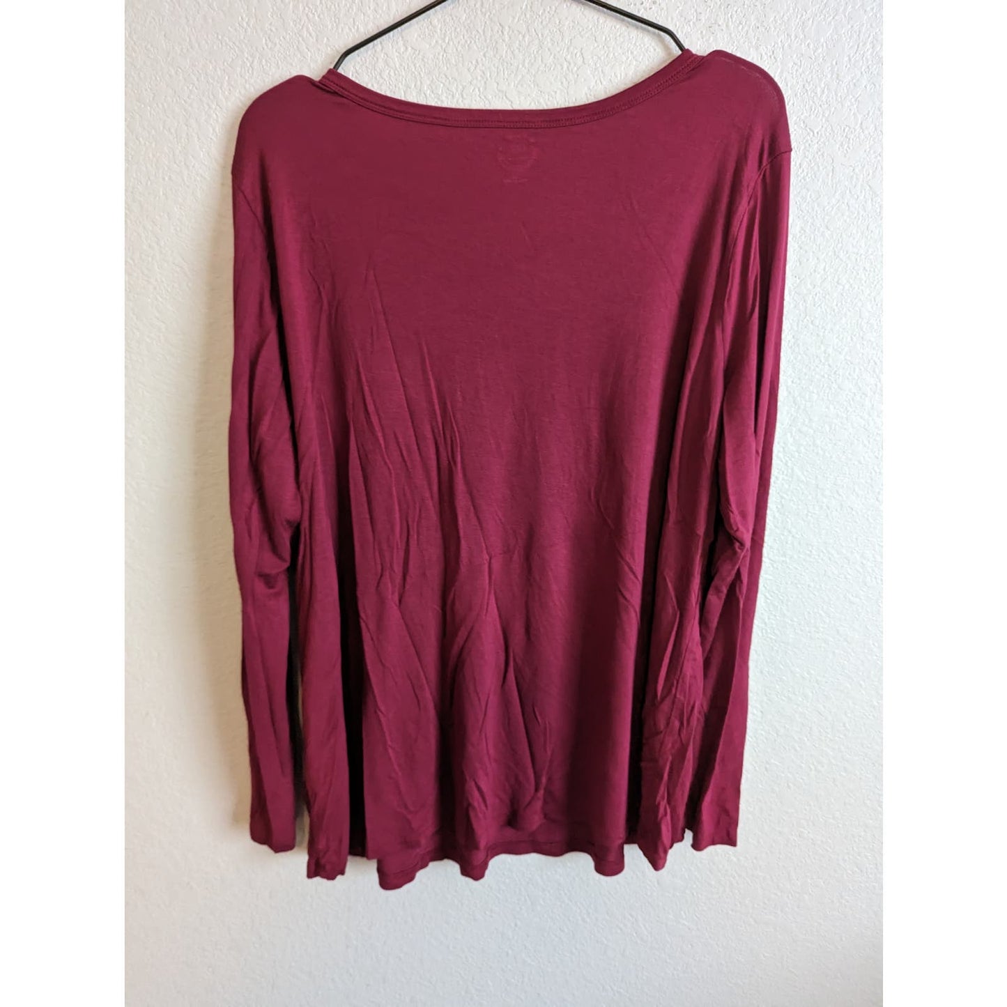 24/7 by Maurices Womens Sz 1X Long Sleeve T Shirt Burgundy Red