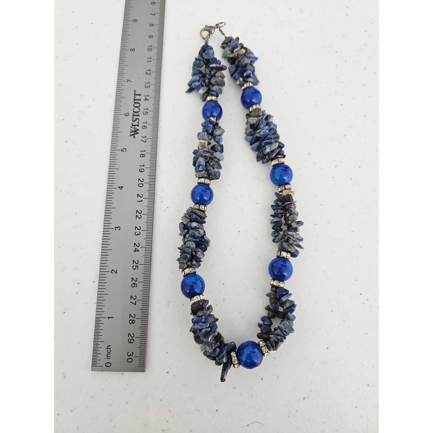 Vintage 1970s Blue Chip Stone Multi Strand Necklace