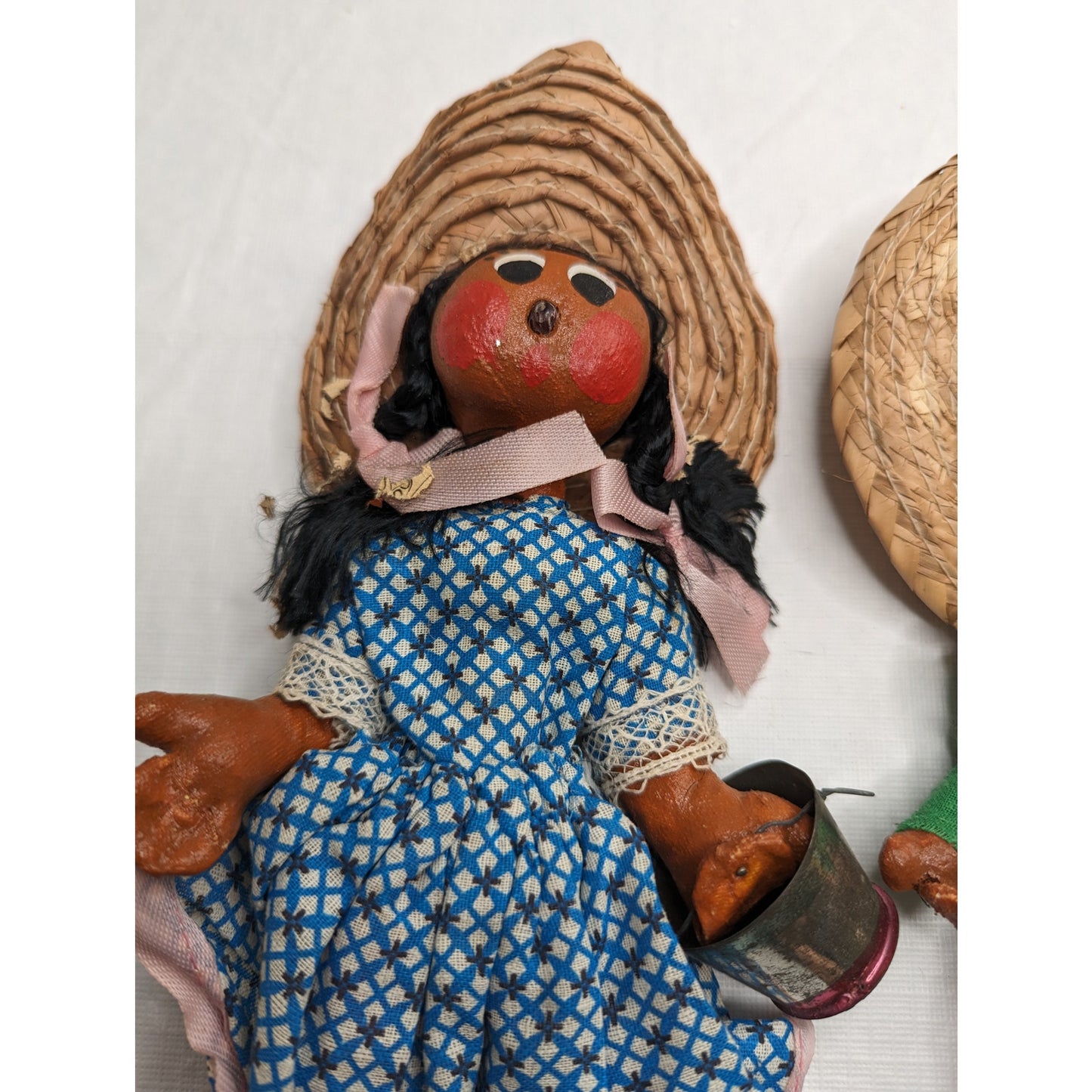 Vintage 1960s Handmade Mexican Mariachi Dolls paper Mache Cloth Hand Painted