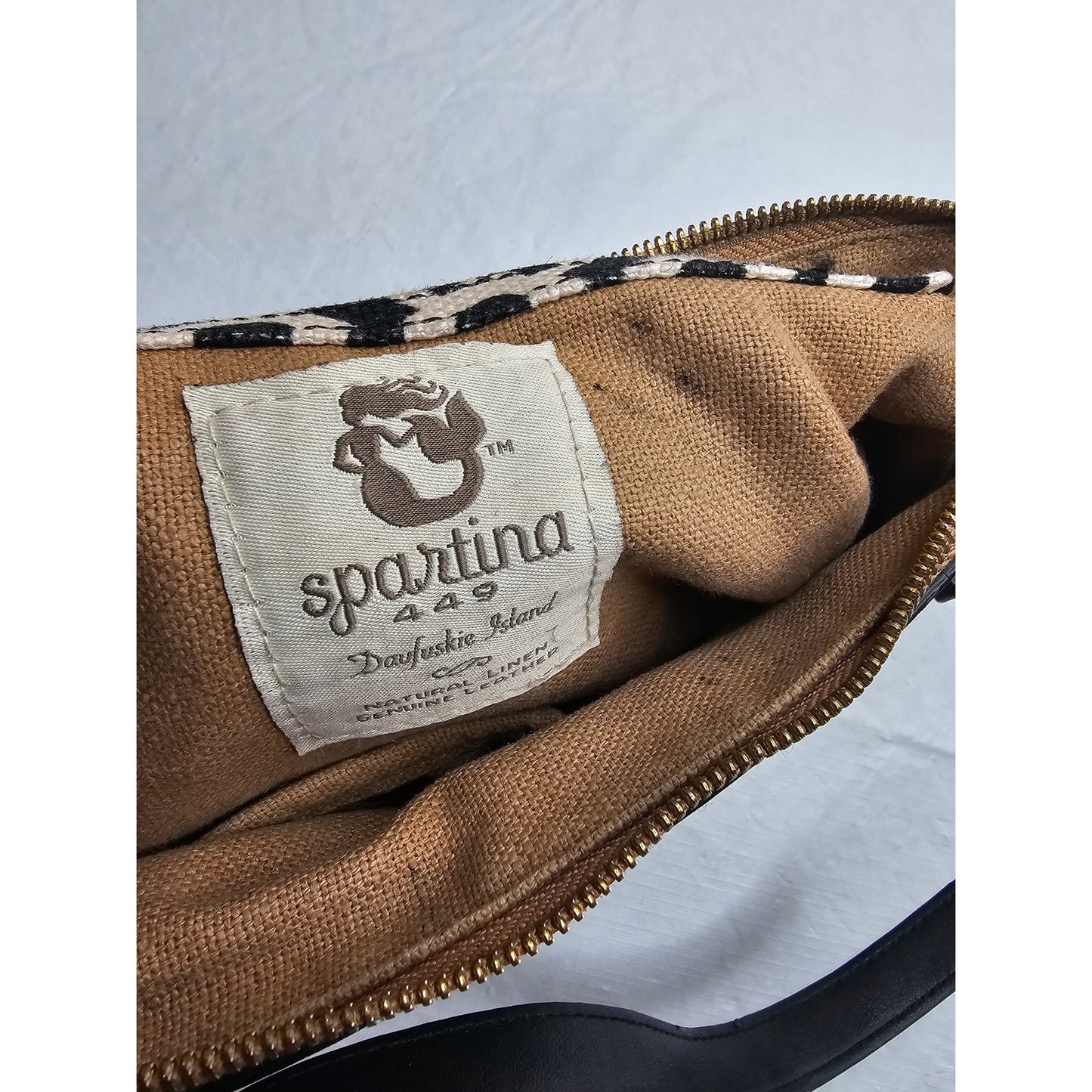 Spartina 449 Womens Shoulder Bag Purse Black White Geometric Print