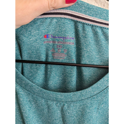 Champion Womens Sz 2XL Short Sleeve Athletic T Shirt Teal Blue