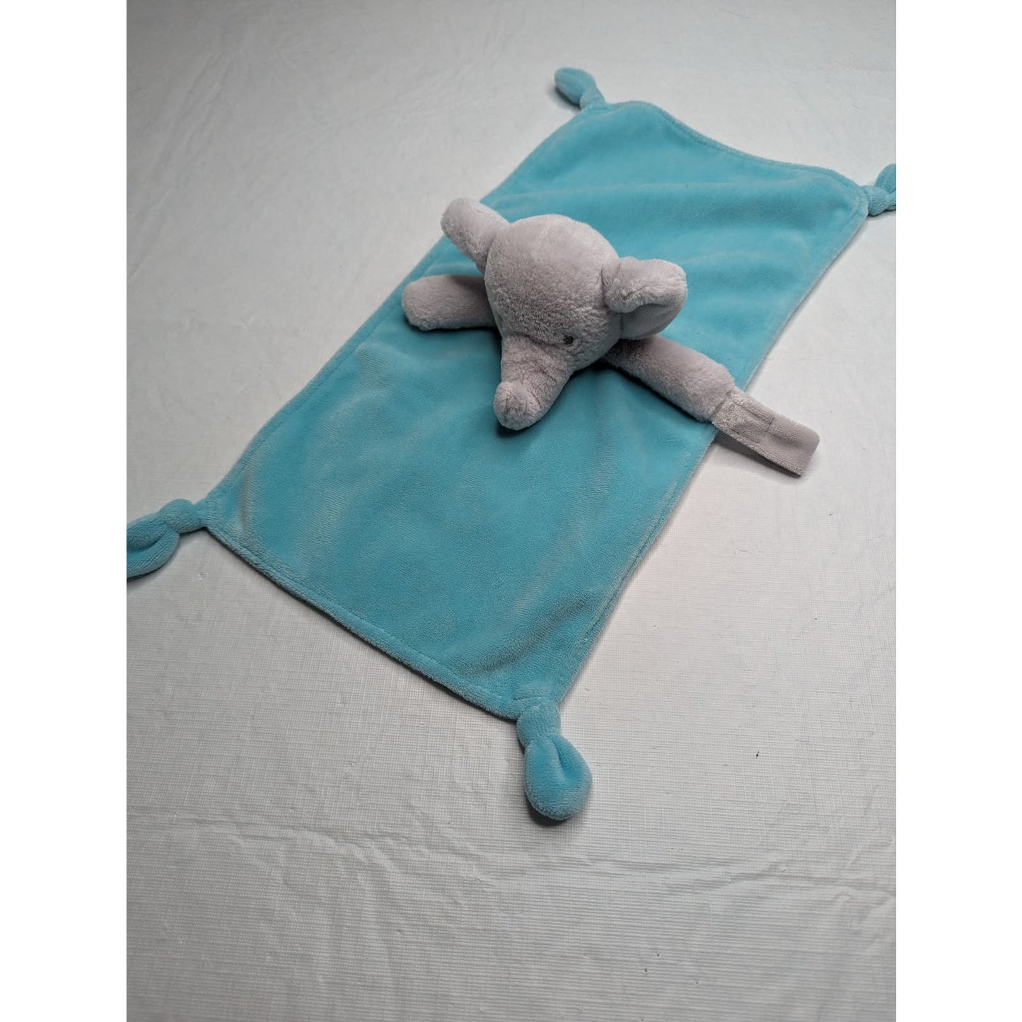 Carters Blue Grey Elephant Satin Security Blanket Baby Lovey  Plush