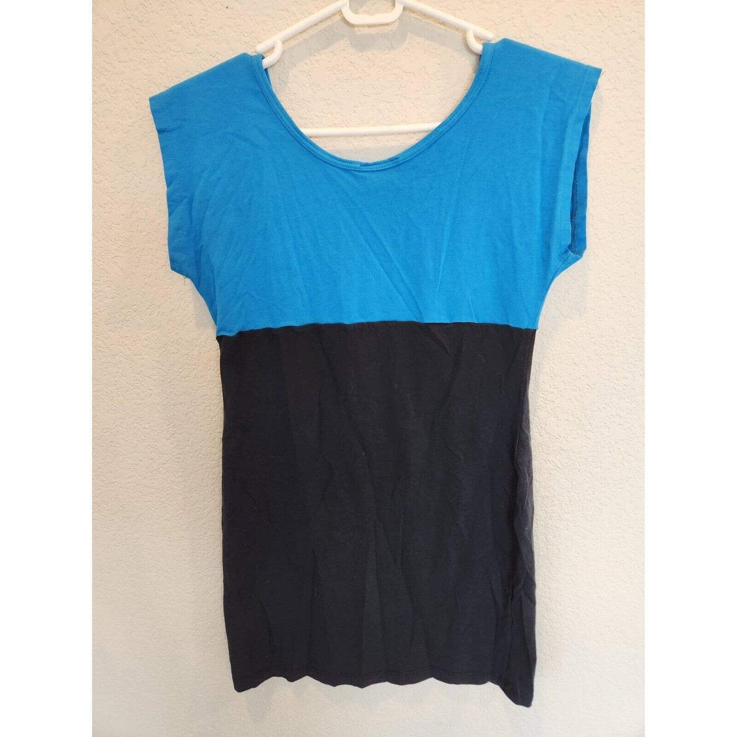 Vintage Y2K Max Rave mujeres Sz M vestido de túnica negro y azul