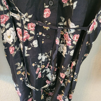 Divided for H&M Womens Sz 4 Long Sleeve Mini Dress Floral Button Down NEW