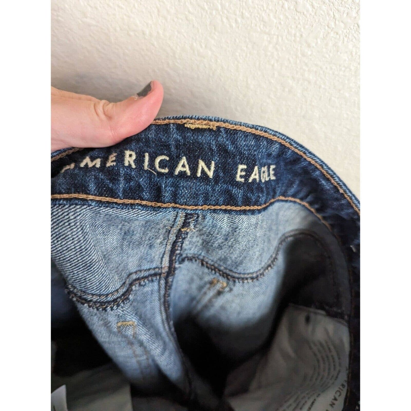 American Eagle Tomgirl Jeans Mujer 2 Denim Azul Lavado Oscuro Con Botones