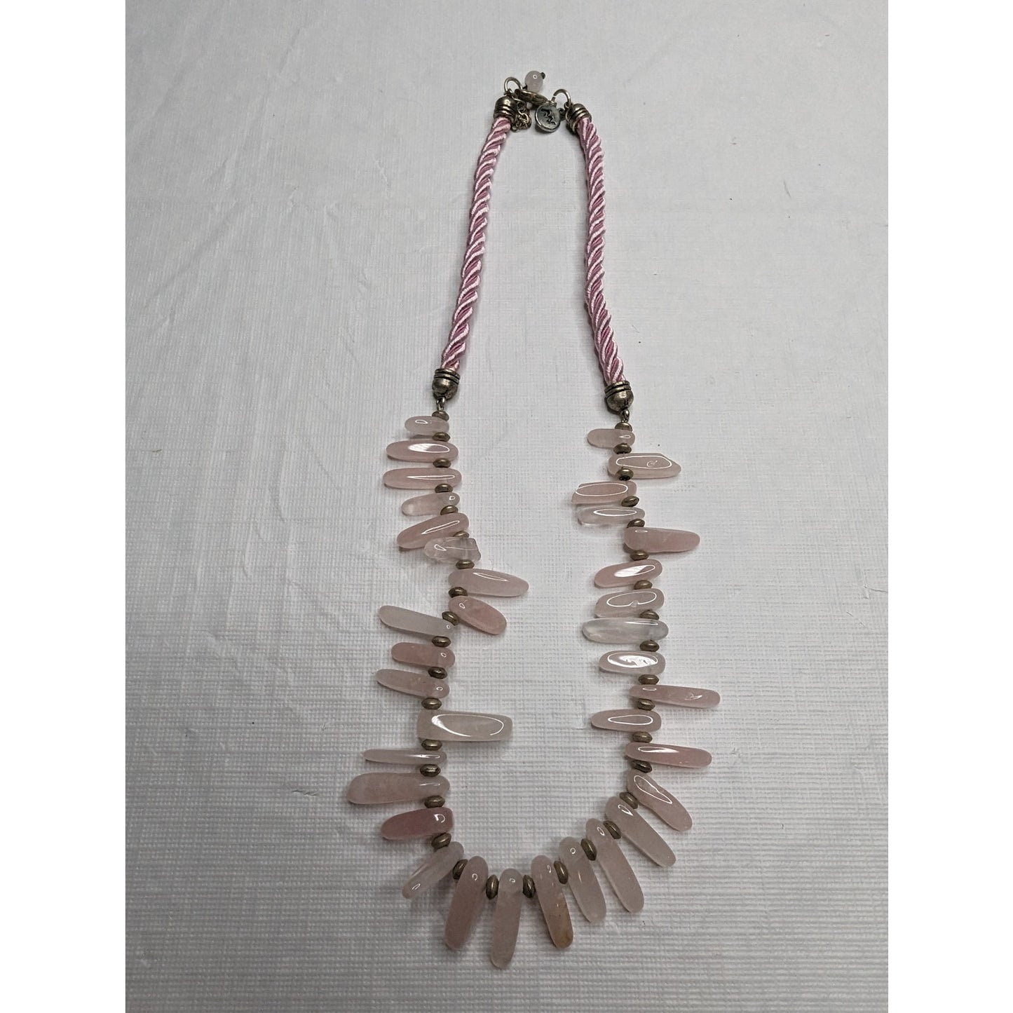 Vintage 1990s Single Strand Glass Beaded Statement Piece Necklace Light Pink