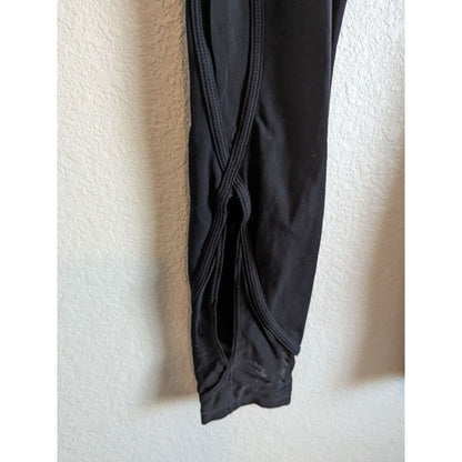 Athleta Womens Sz S Compression Leggings Black Mesh Bottom Cropped