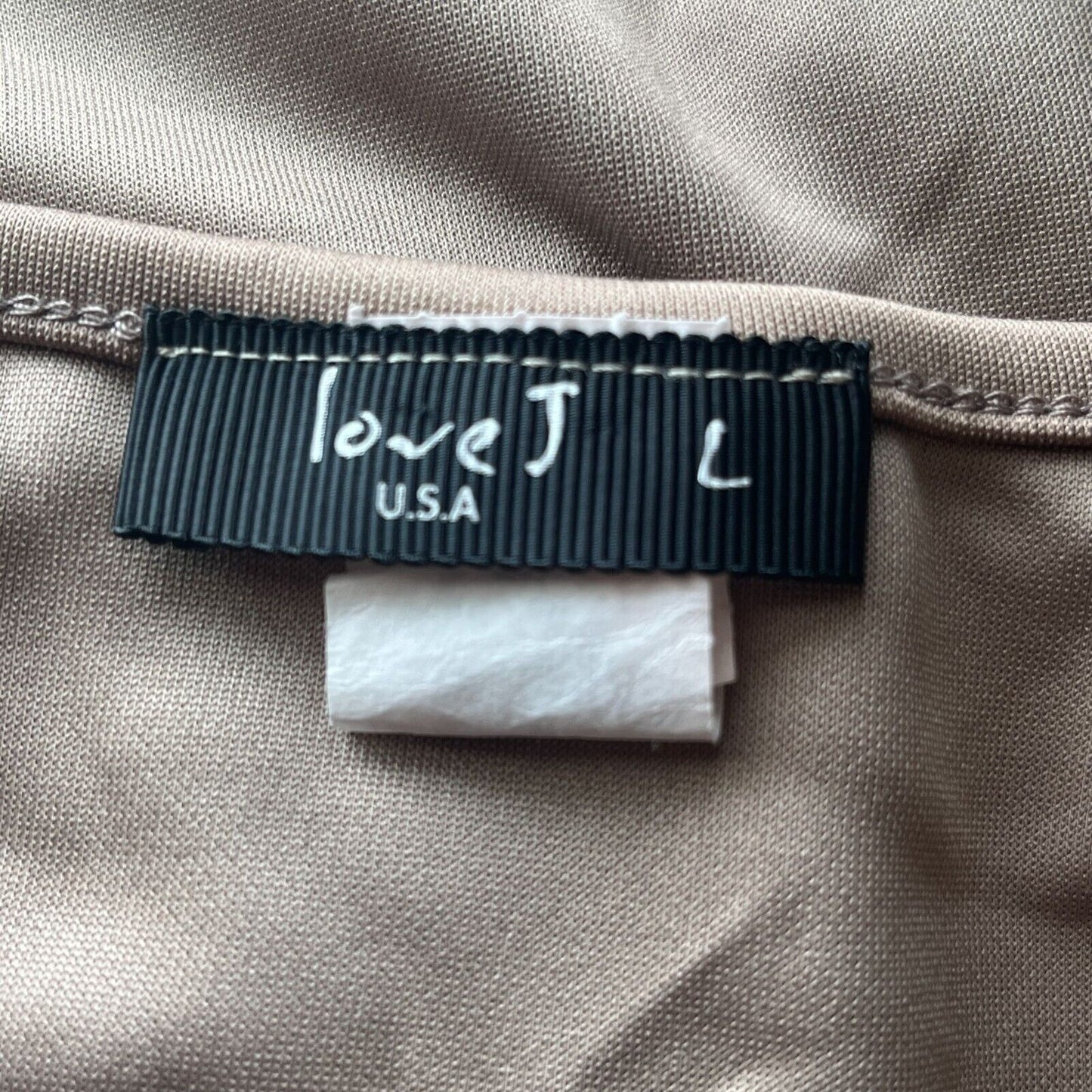 Love J Womens Sz L Above Knee sheath Dress Black and Taupe Short Sleeve