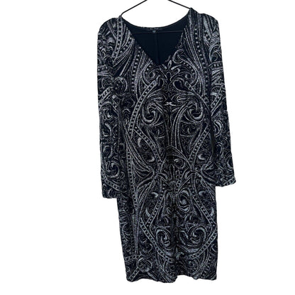 Vintage Blu Sage Womens Sz 12 Cocktail Dress Black Silver Glitter Midi