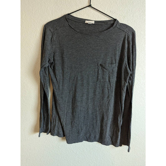 GAP Womens Sz S Long Sleeve Cotton T Shirt Charcoal Gray