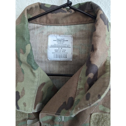 US Army Sz S Regular Button Down Utility Coat Camo Green