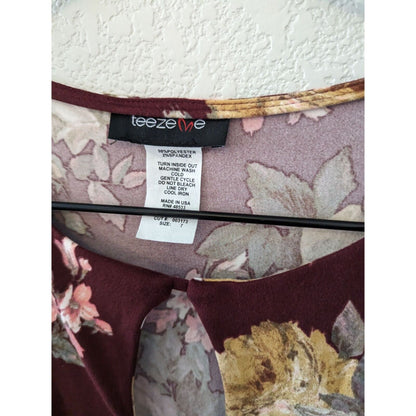 Teeze Me Juniors Sz 7 Bell Sleeve Mini Dress Floral Dark Red Y2K NEW