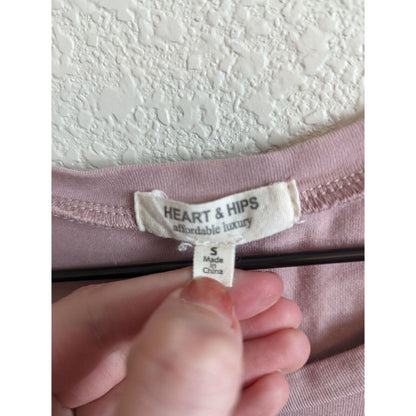 Heart & Hips Womens Sz S Short Sleeve Knee Length Shirt Dress Blush Pink