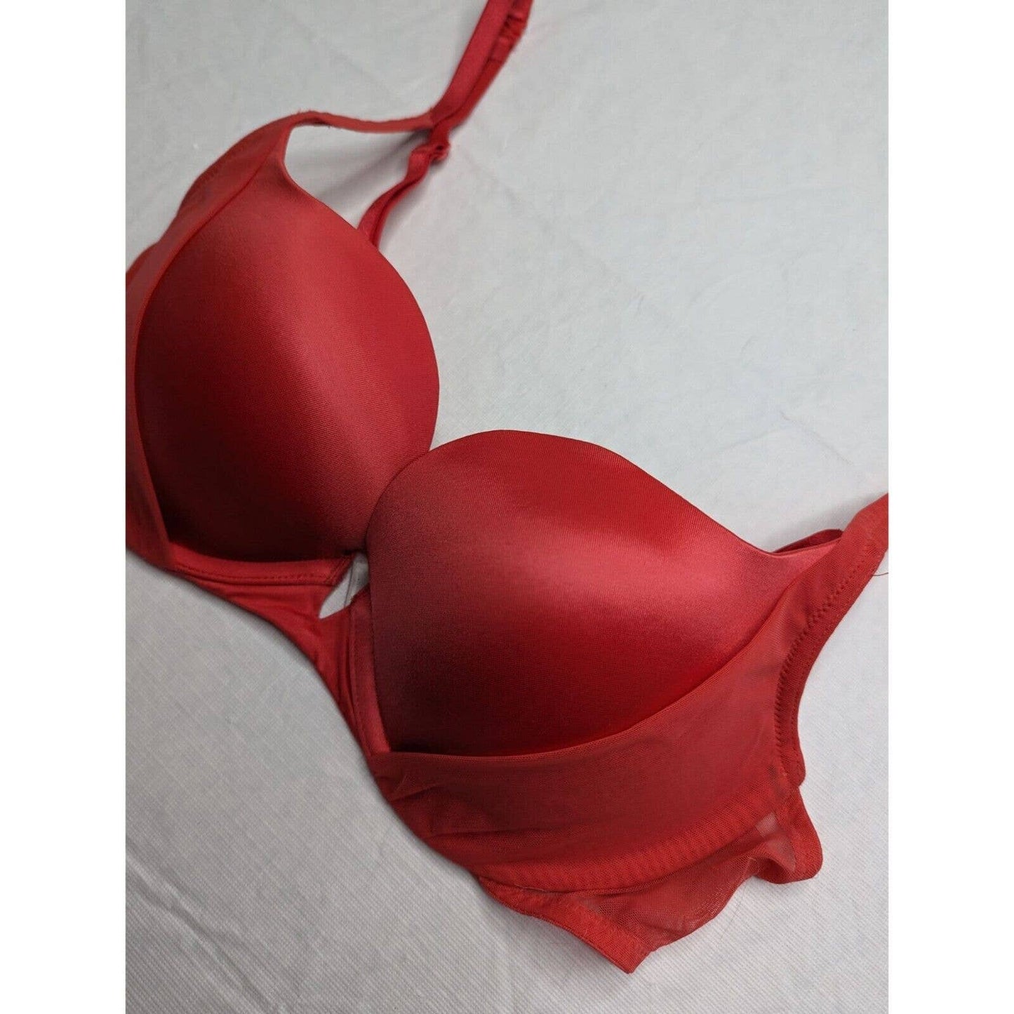 Victorias Secret Womens Sz 34C Padded Demi Bra Red Satin