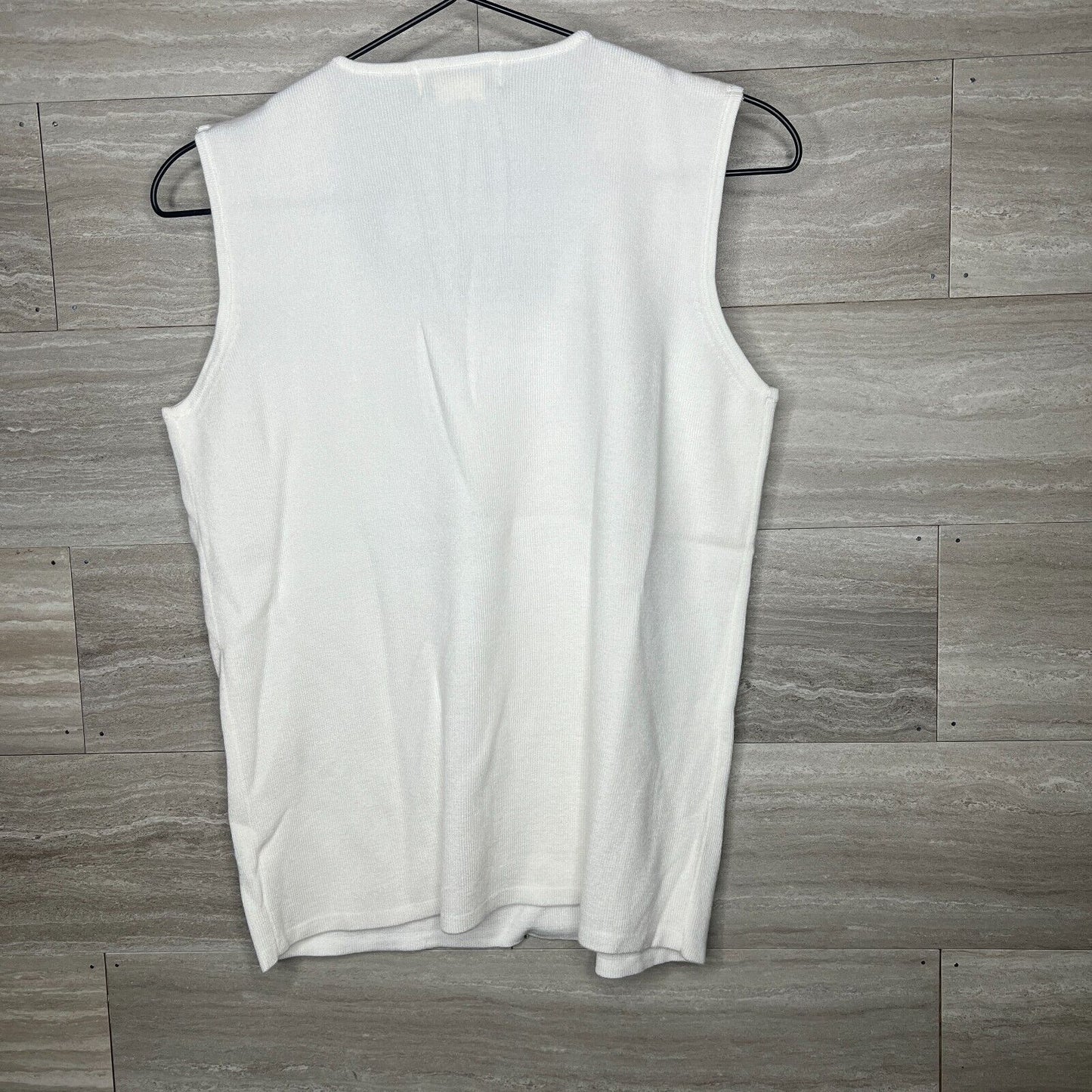 White Stag Womens Sz L Vintage Sleeveless Blouse Ribbed White