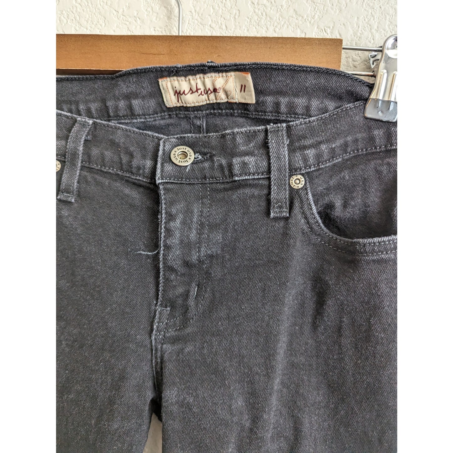 Just USA Juniors Sz 11 Black Flare Leg Jeans Y2K