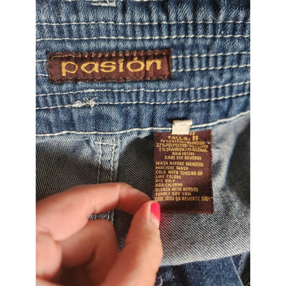 Pasion Juniors Sz 11 Dark Wash Skinny Blue Jeans Embellished Pockets