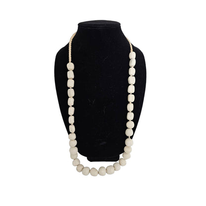 Vintage 1960s Mid Century Single Strand Stone Style Beaded Necklace Cream