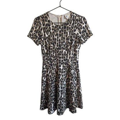 Kate Spade Womens Sz 2 Short Sleeve Knee Length Leopard Print Dress