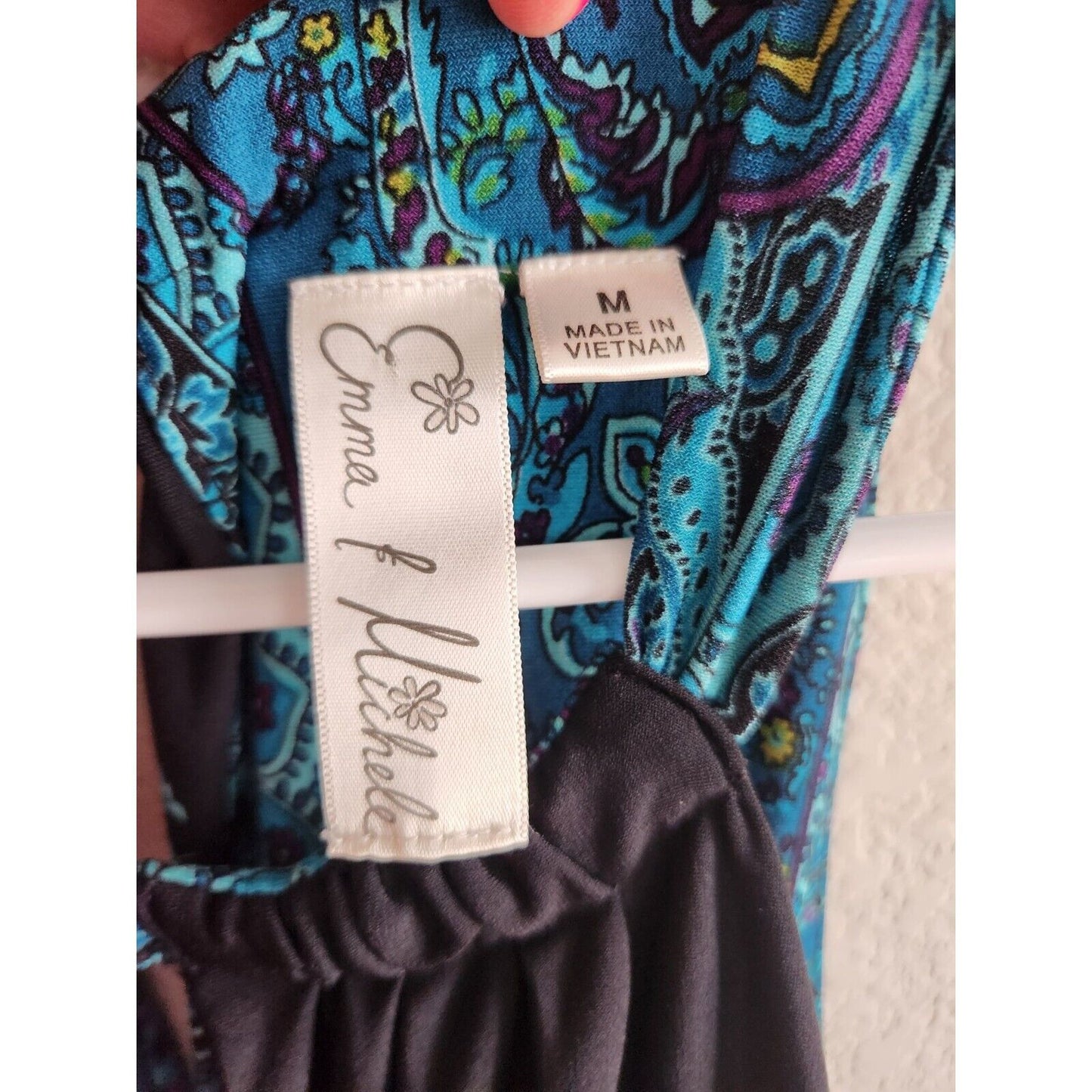 Emma & Michele Womens Sz M Maxi Dress Blue Paisley Print Sleeveless