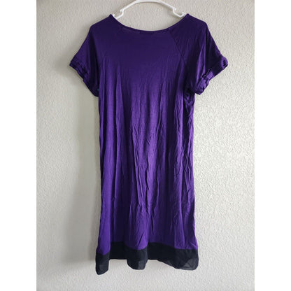 Daisy Fuentes Womens Sz M Purple and Black Short Sleeve Nightgown