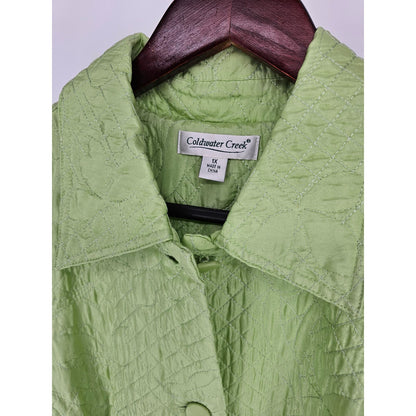 Coldwater Creek Womens Sz 1X Lime Green Quilted Button Up Jacket