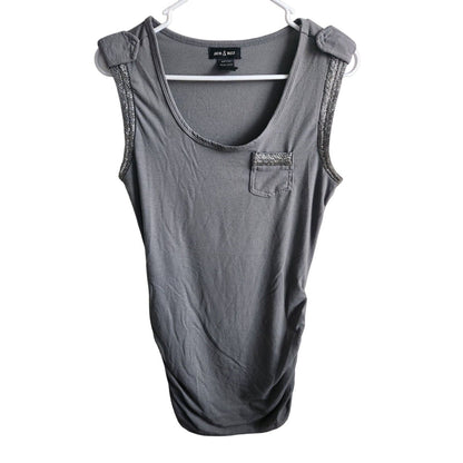 Sam & Max womens Sz M Mini Dress Gray w. Silver Trim Sleeveless