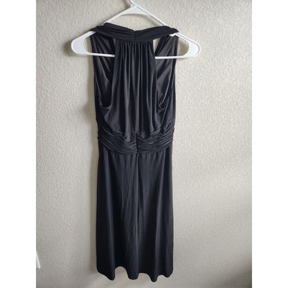 Evan Picone womens Sz 6 Midi Dress Black Formal V Neck Sleeveless