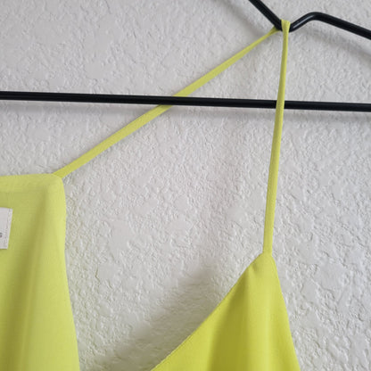 Ann Taylor Loft Womens Sz MP Petite Sleeveless Blouse Neon Yellow Green