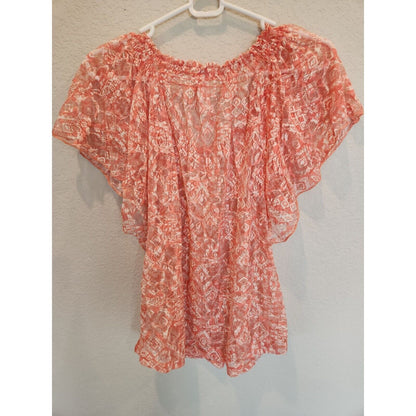 No Boundaries Juniors Sz L Pastel Orange Lace Top Boho