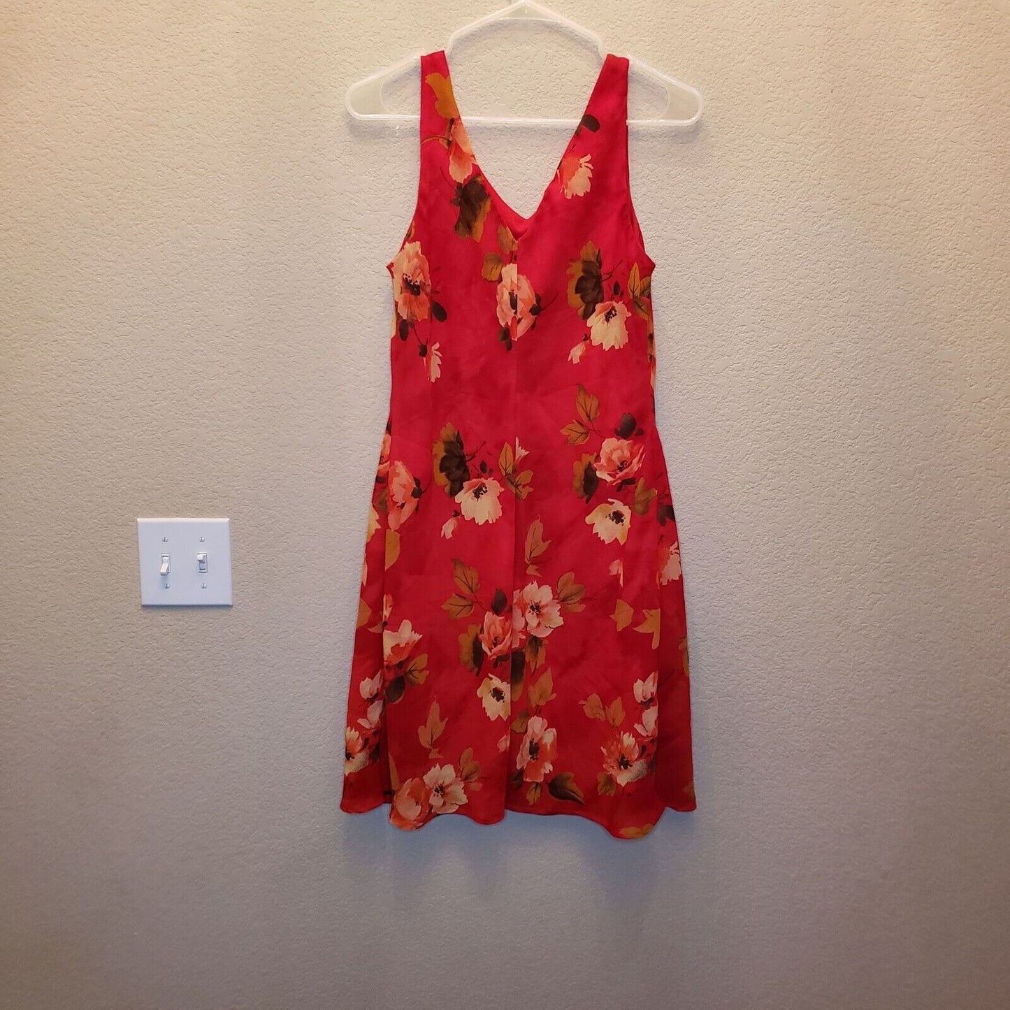 Connected Apparel Womens Sz L Knee Length Red Sundress Dress 1990s