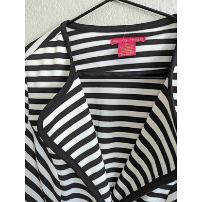Sunny Leigh Womens Sz XS 2 Button Blazer Black White Striped