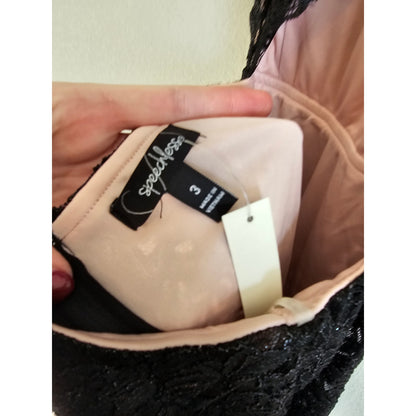 Speechless Juniors Sz 3 Open Back Mini Formal Dress All Over Black Lace NEW