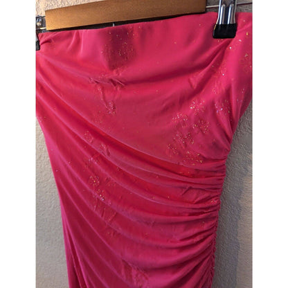 Vintage Y2K Jodi Kristopher mujeres Sz M vestido formal sin tirantes brillante rosa Glitt