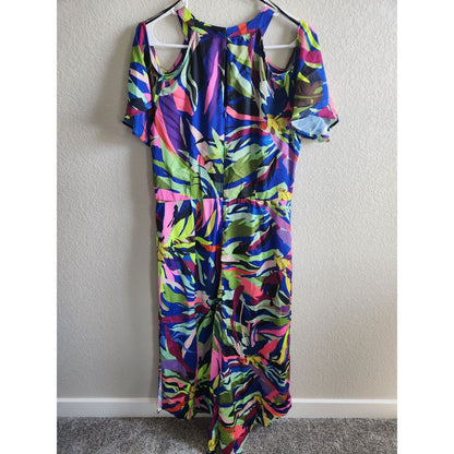 Gibson Latimer Womens Sz M Maxi Dress Bright Neon Floral NEW