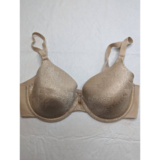 Vintage 1990s Vanity Fair Womens Sz 36D T Shirt Bra Beige Floral 76346