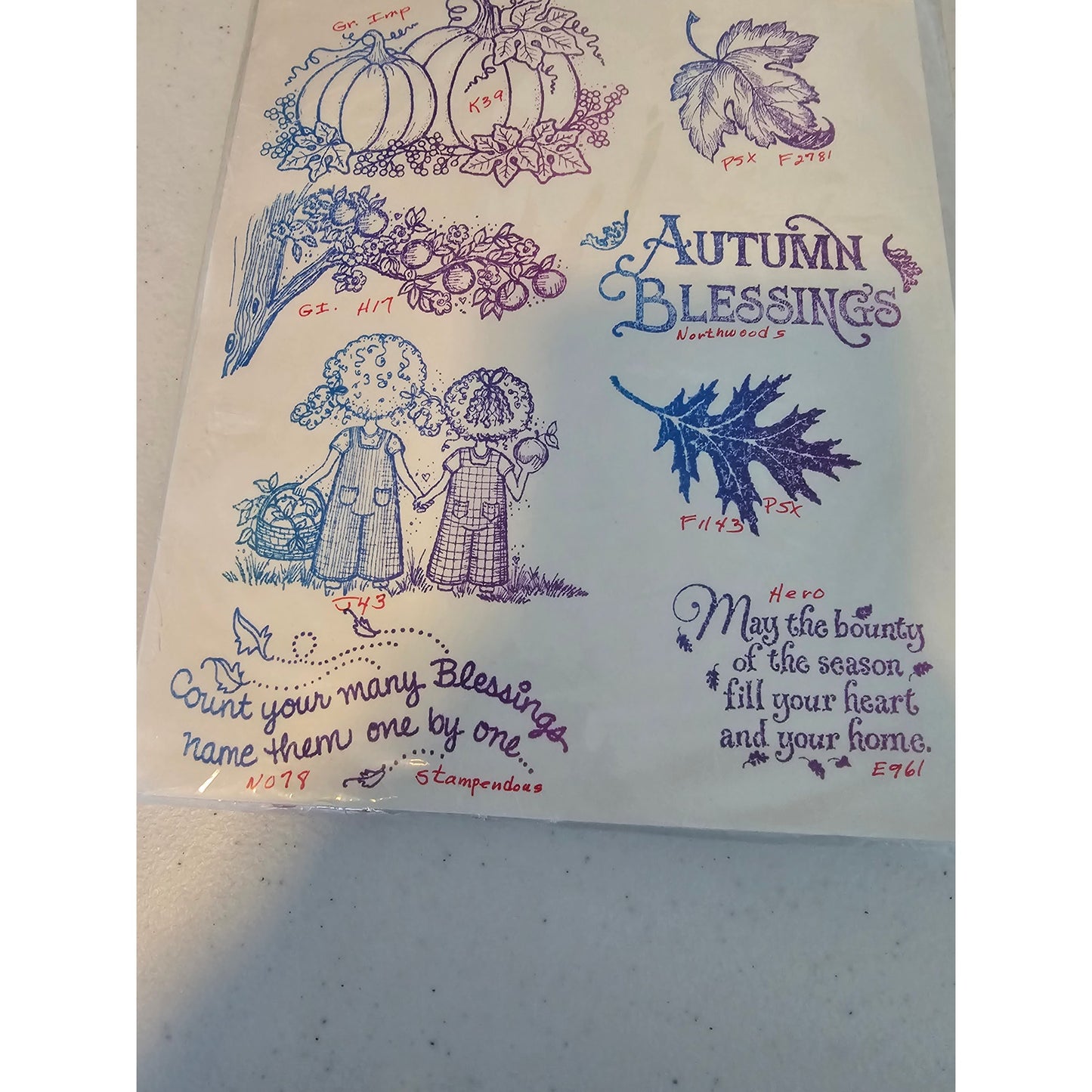 Lot of Unmounted Rubber Stamps Fall Autumn Pumpkins Vintage Apple Picking