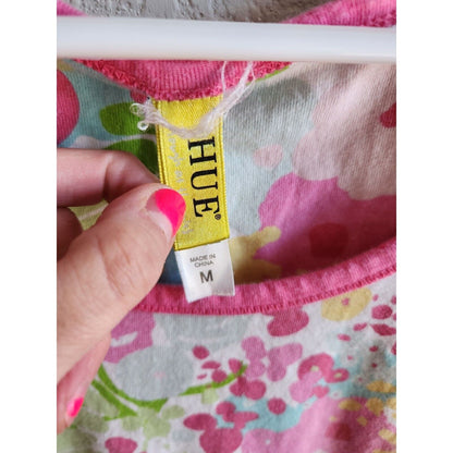 Hue Womens Sz M Sleep Shirt Nightgown Sleeveless Pink Floral