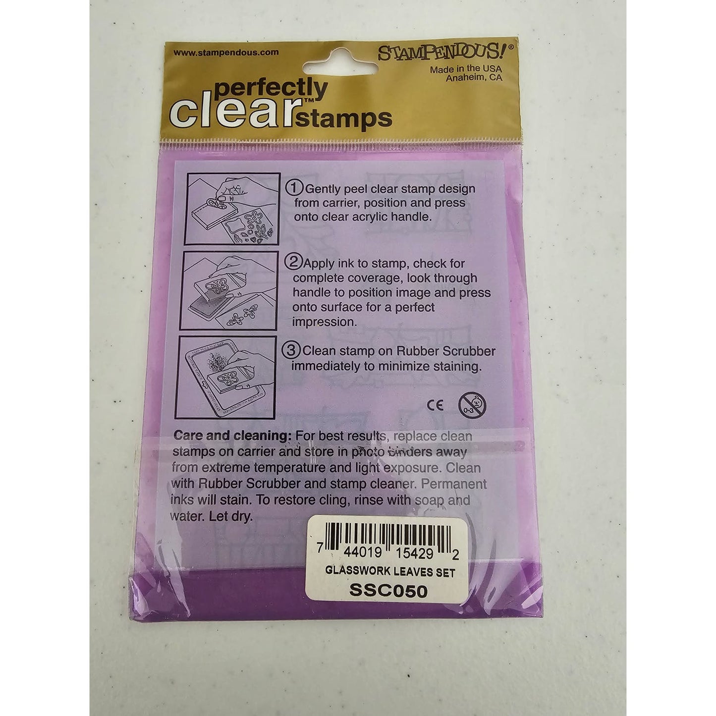 Stampendous Perfectly Clear Rubber Stamp Set Glasswork Leaves