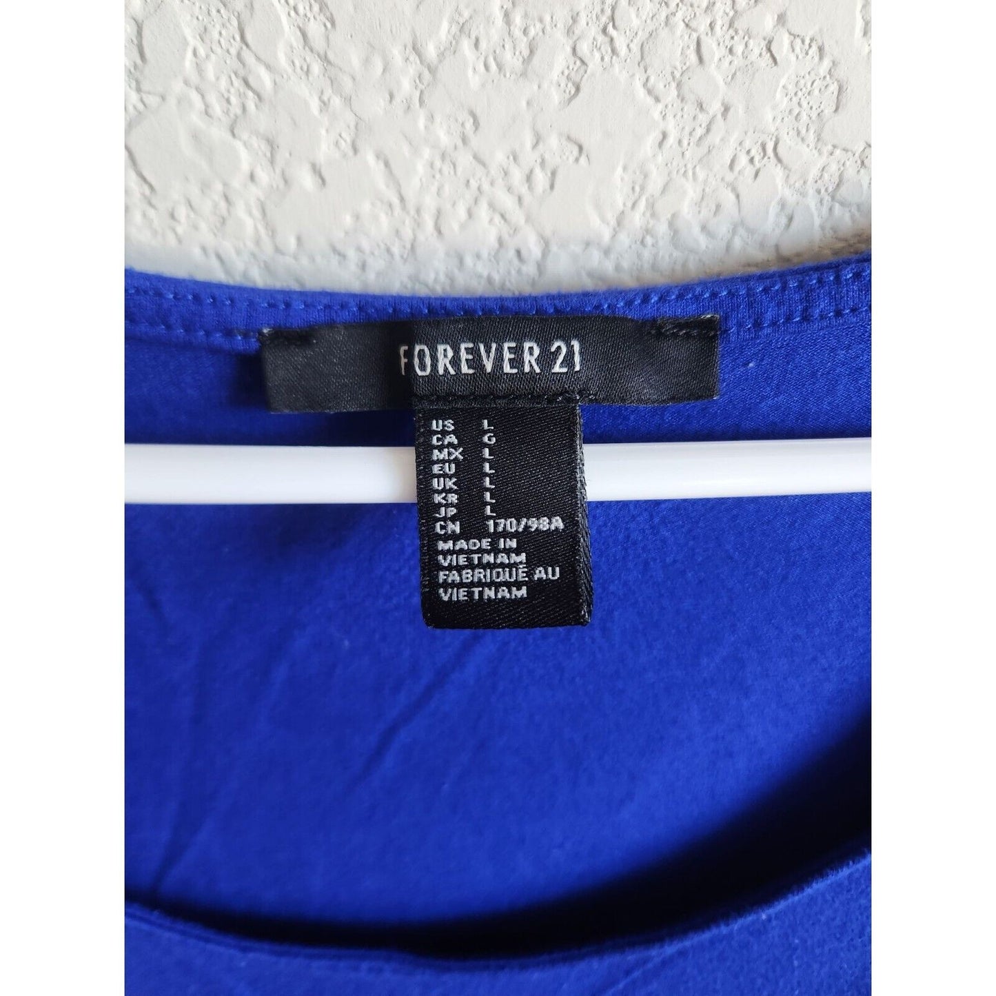 Forever 21 Womens Sz L Short Sleeve Shirt Dress Maxi Length Solid Blue