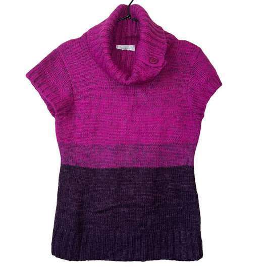 Dressbarn Womens Sz M Short sleeve Turtleneck Sweater Purple Knit