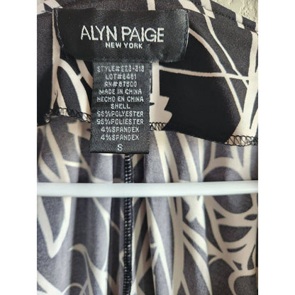 Alyn Paige Womens Sz S Knee Length Career Dress Black White Abstract Print