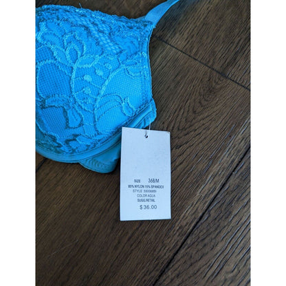 Vintage Y2K Rampage Intimates Womens Sz 36B Full Figure Aqua Lace Bra