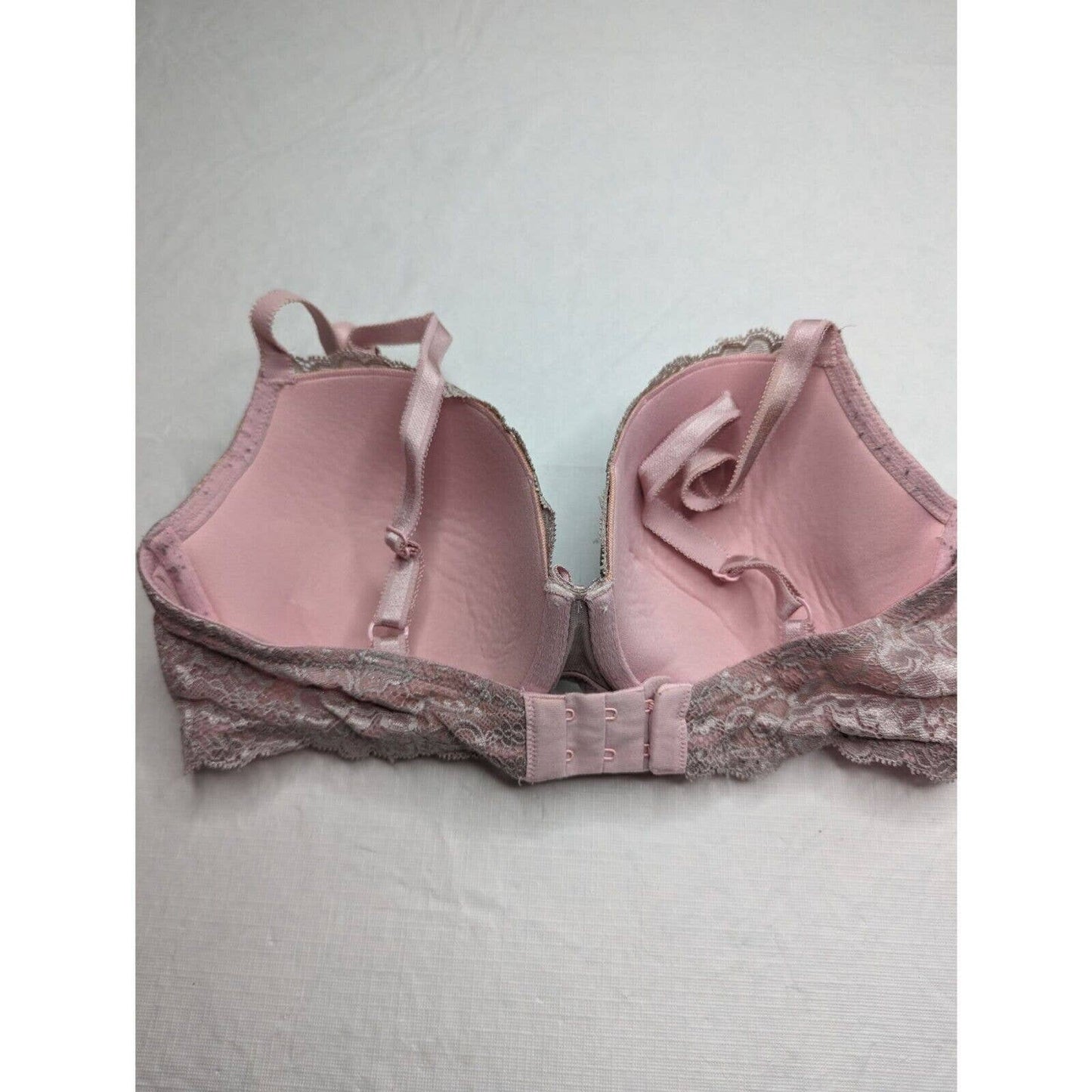 Victorias Secret Sz 34DD Dream Angels Lined Demi Bra Pink and Gray Lace