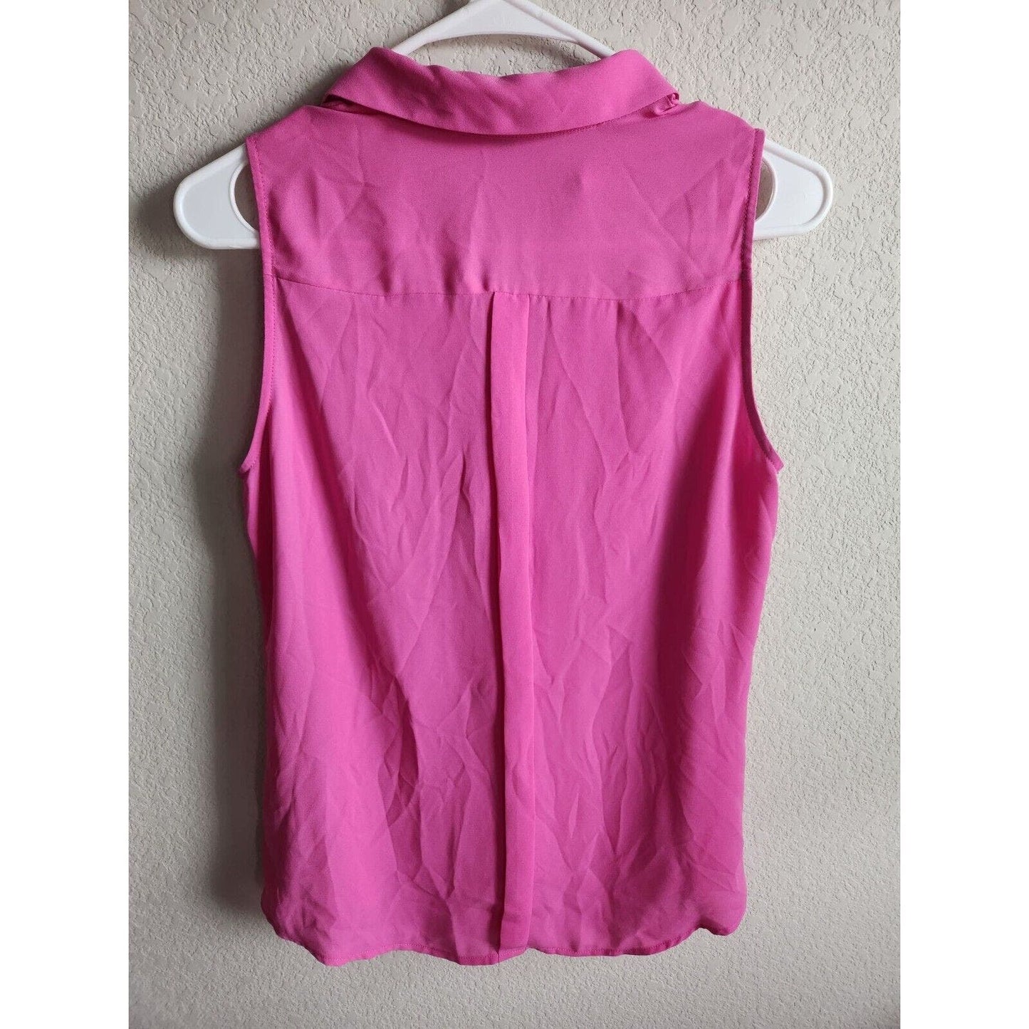 The Limited Womens Sz S Bright Pink Button Down Sleeveless Blouse Collared