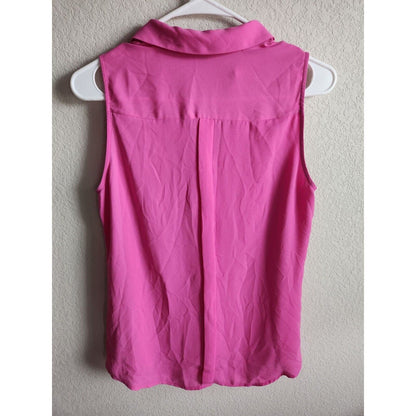 The Limited Womens Sz S Bright Pink Button Down Sleeveless Blouse Collared