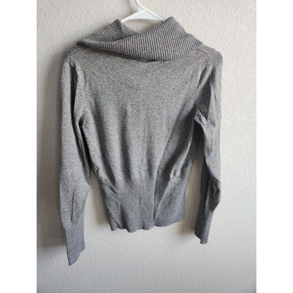 Apt 9 Womens Sz M Cowl Neck Sweater Gray Silver Metallic Weave Ribbed