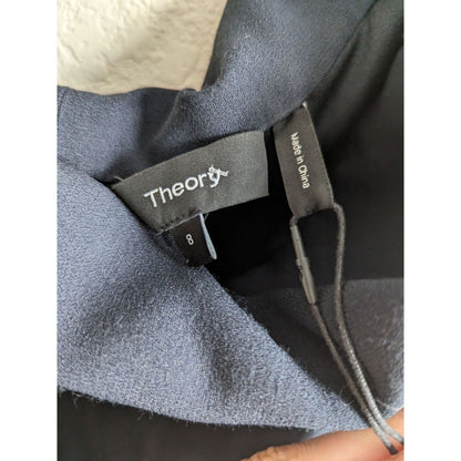 Theory Womens Sz 8 Elegant Mini Dress Deep Navy Off Shoulder NEW