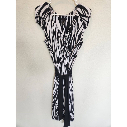 New York & Company Womens Sz XS Midi Dress Zebra Print Belted