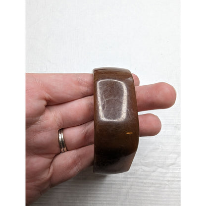 Vintage Mid Century Womens Geometric Bangle Bracelet Brown Amber